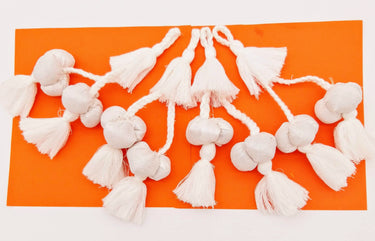 White Silk Fabric Ball Tassels, Latkan, Embellishments